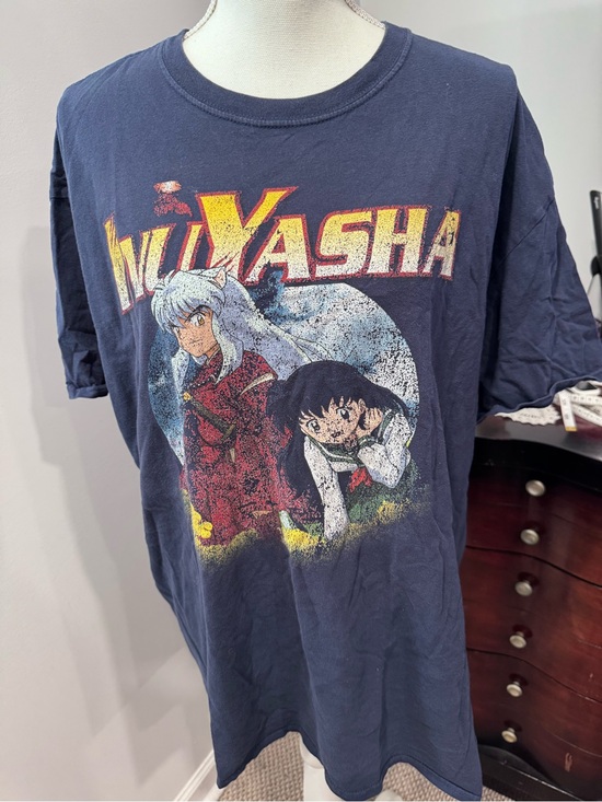 Inuyasha Other - Inuyasha Graphic Tee - Navy with Yellow & Red Logo